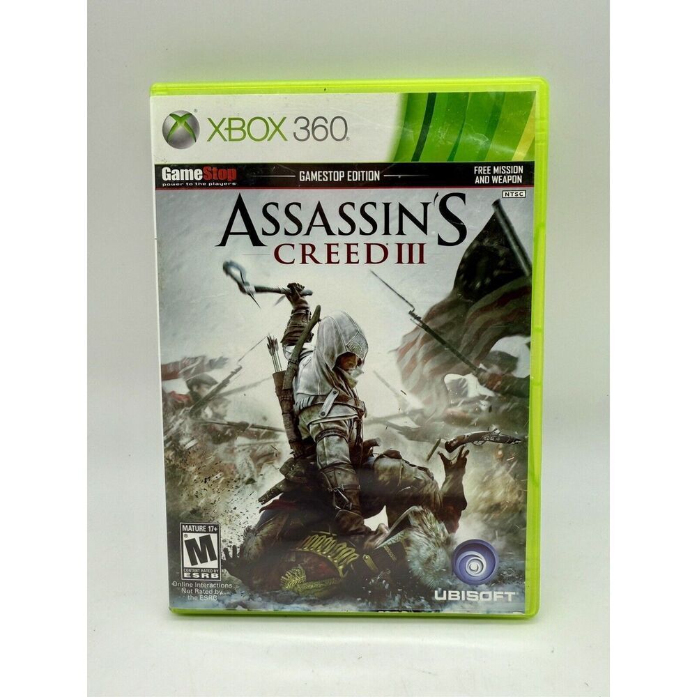 Assassin’s Creed 3 GameStop Edition Xbox 360 2 Disc Set Game Case & Manual
